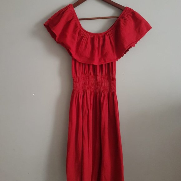 100% cotton red mexican dress - Picture 2 of 5